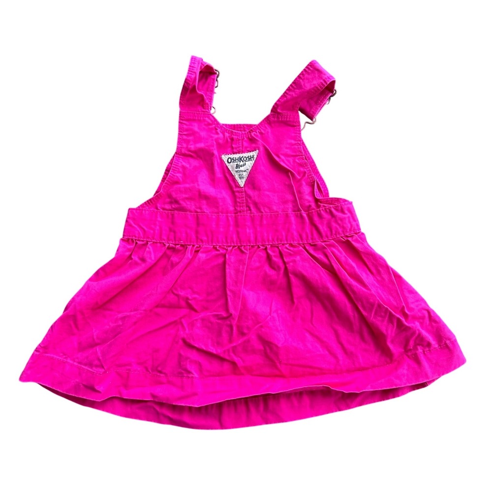 OshKosh Bgosh Hot Pink Bib Overall Jumper Dress 18M Corduroy Cotton Skirtall